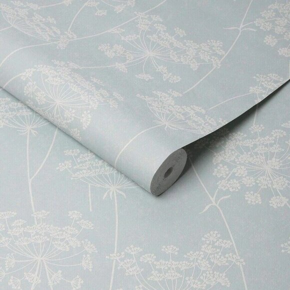 NEW Graham & Brown Aura Superfresco Blue Wallpaper 33-302 Floral Cottage Bloom - Picture 2 of 14